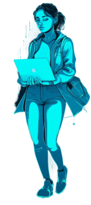 A girl with laptop in hands