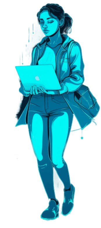A girl with laptop in hands